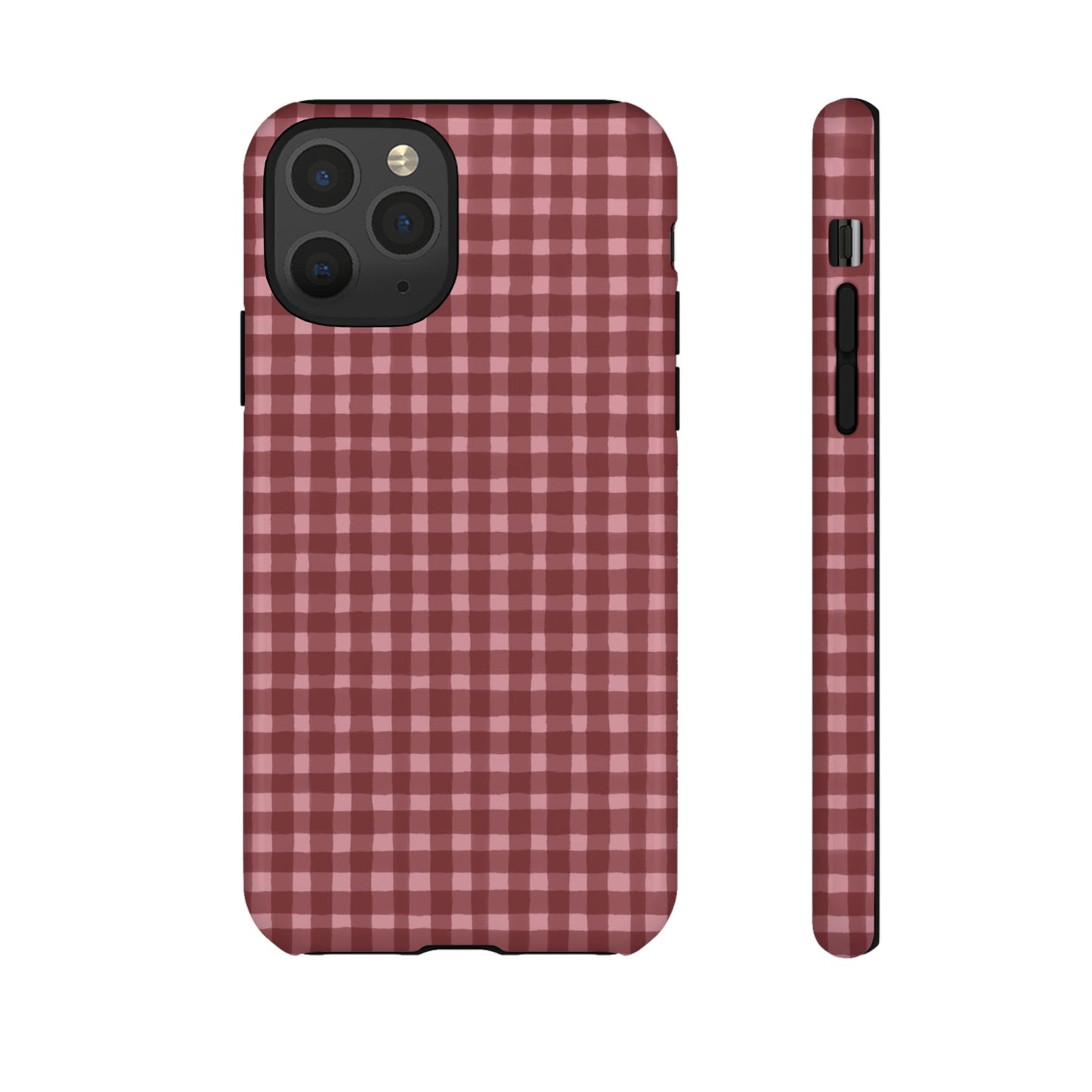 Gingham Burgundy Tough Phone Case