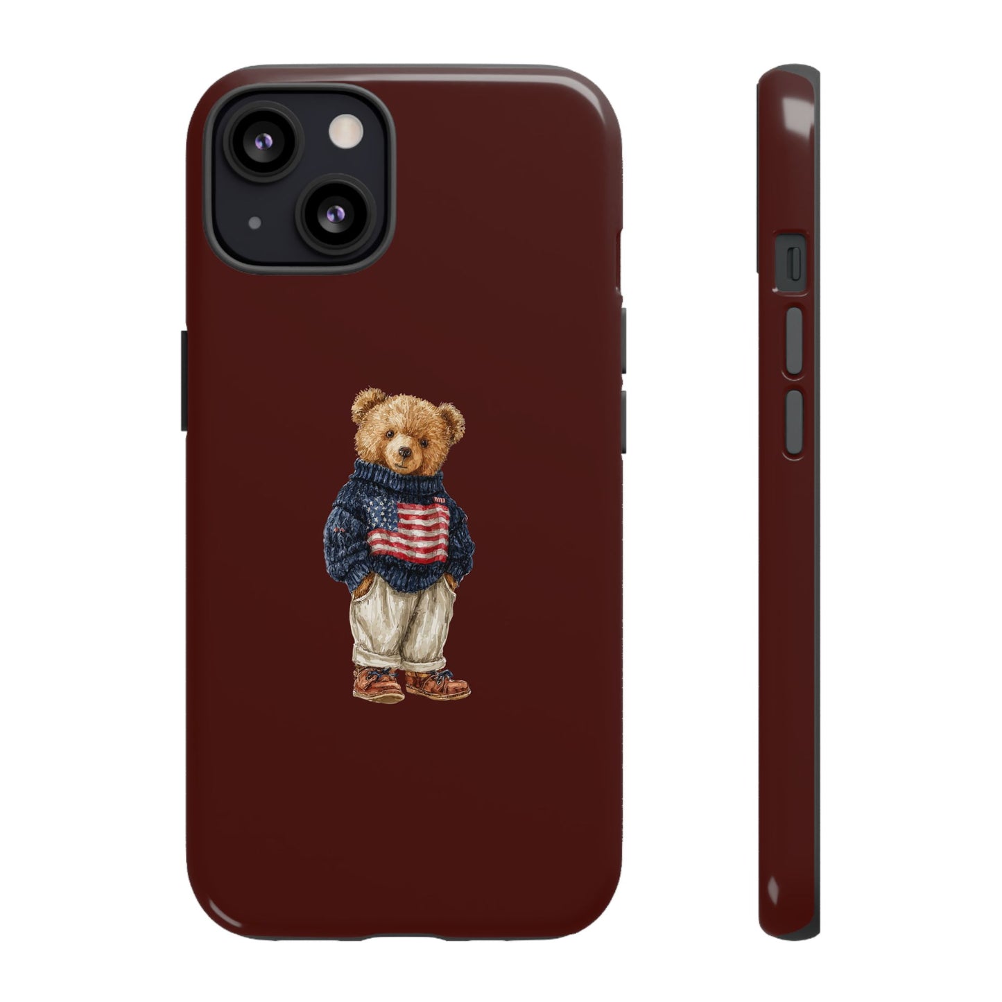 Teddy Bear in American Flag Sweater Tough Phone Case