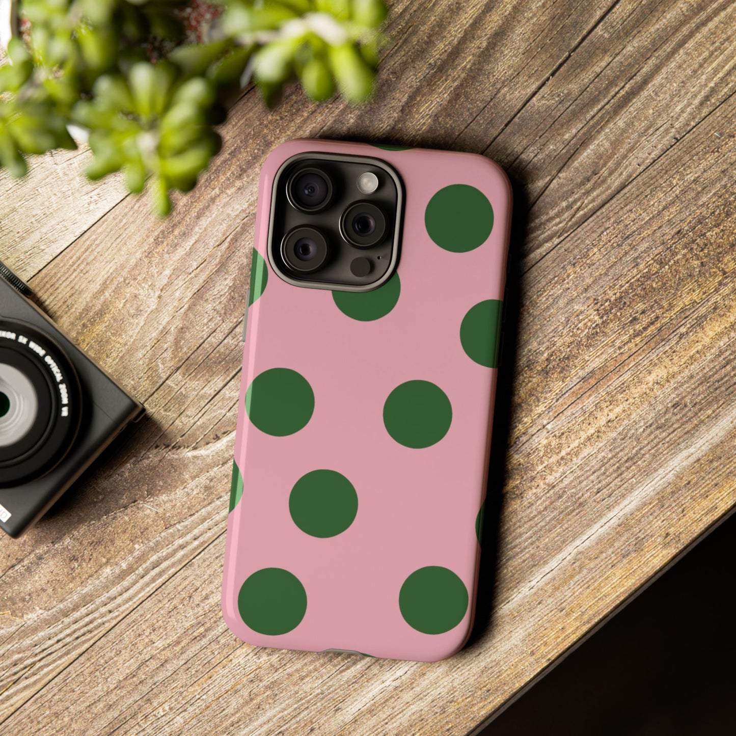 Pink & Green Polka Dot Tough Phone Case