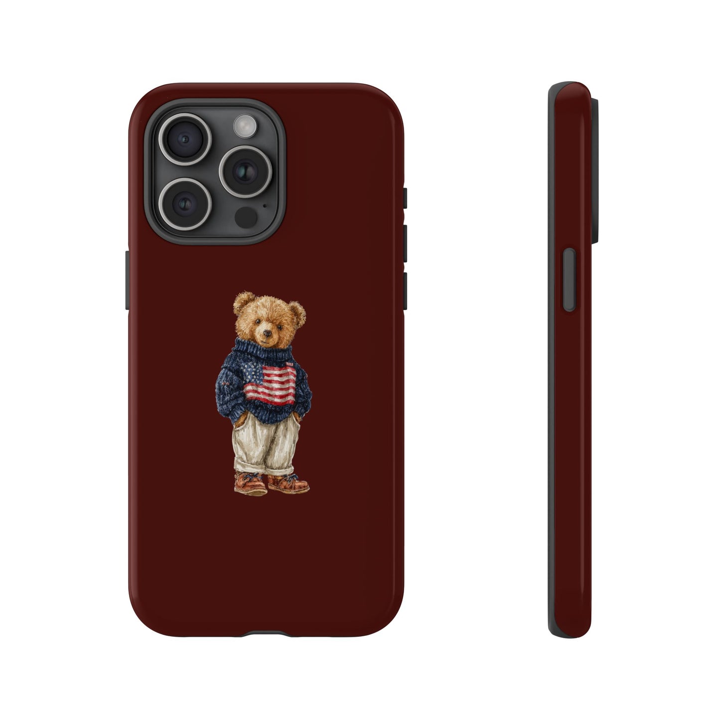 Teddy Bear in American Flag Sweater Tough Phone Case