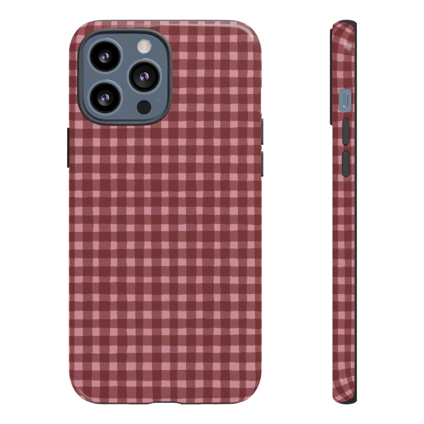 Gingham Burgundy Tough Phone Case