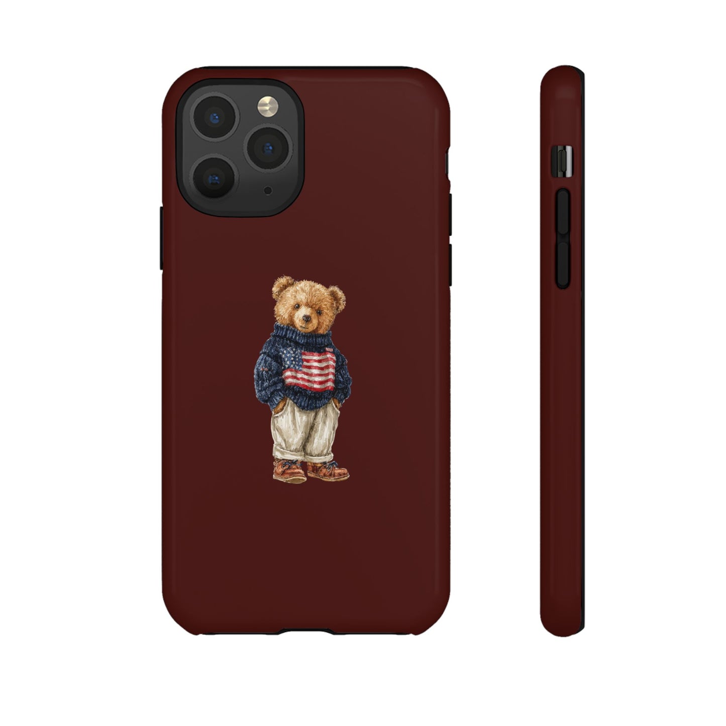 Teddy Bear in American Flag Sweater Tough Phone Case