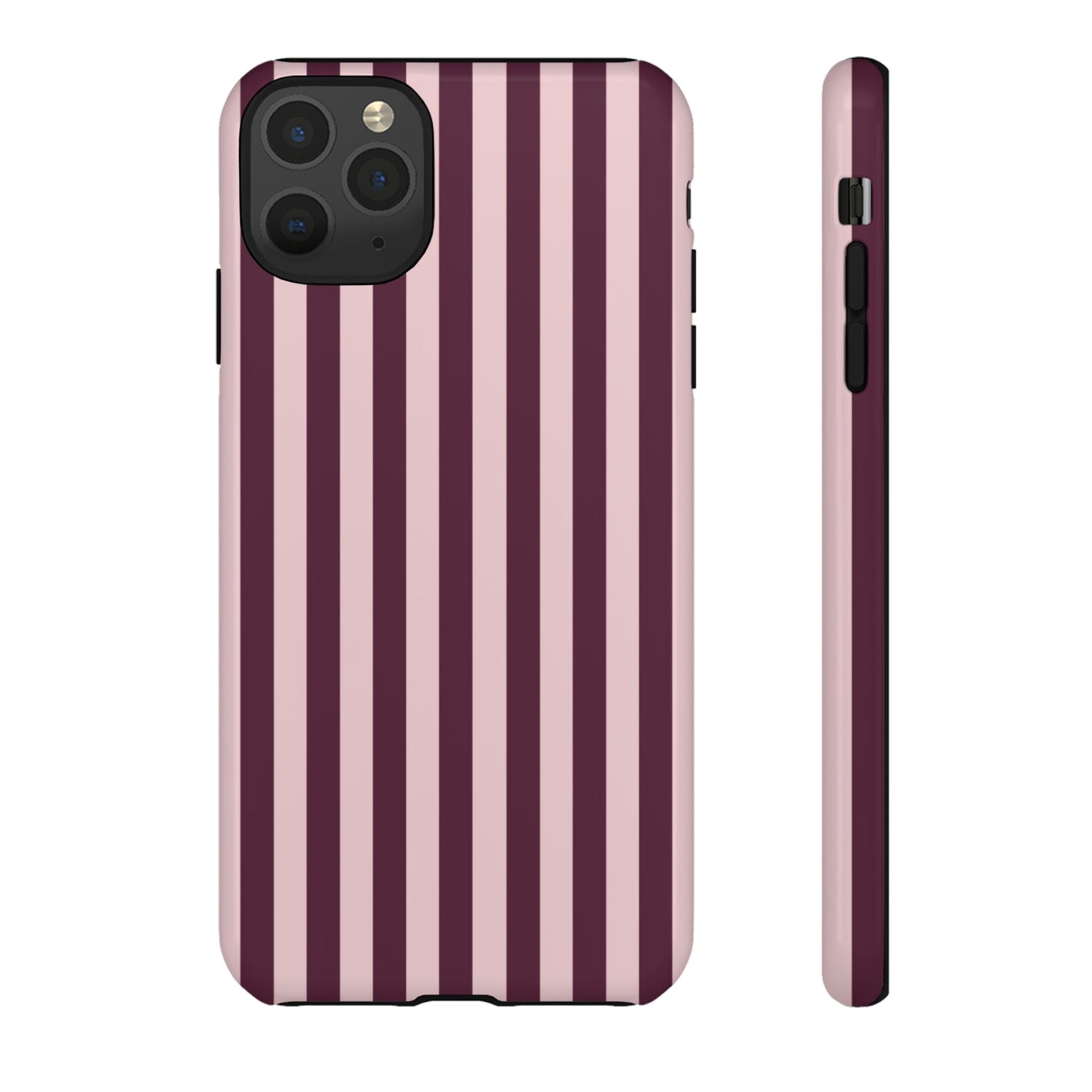 Pink & Burgundy Striped Tough Phone Case