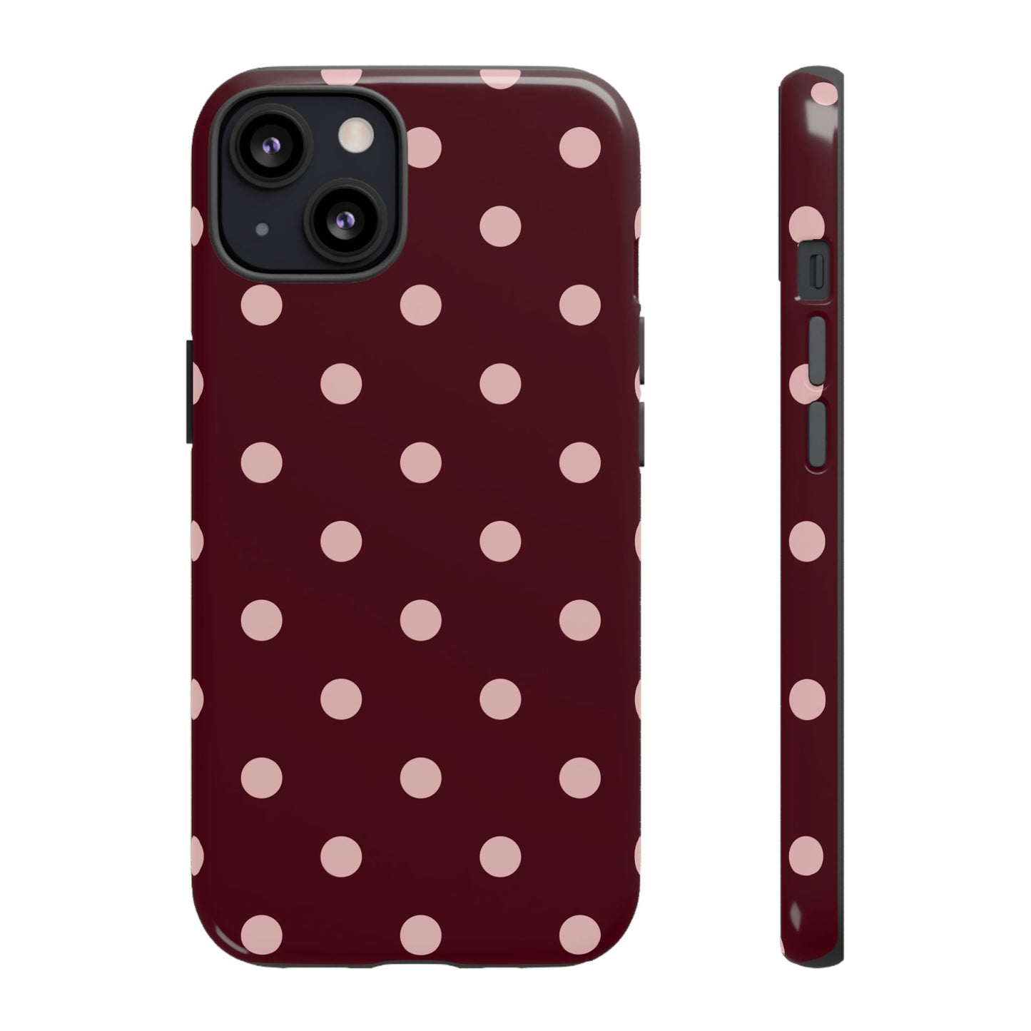 Burgundy & Blush Polka Dot Tough Phone Case