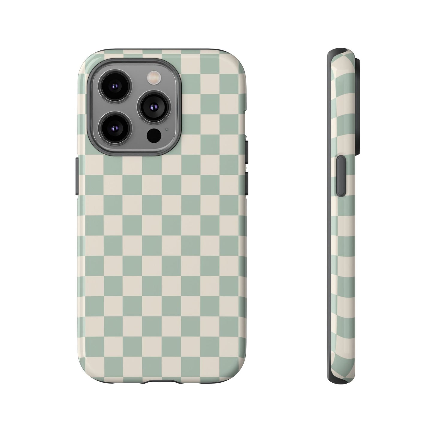 Sage Green & Beige Checkered Phone Case
