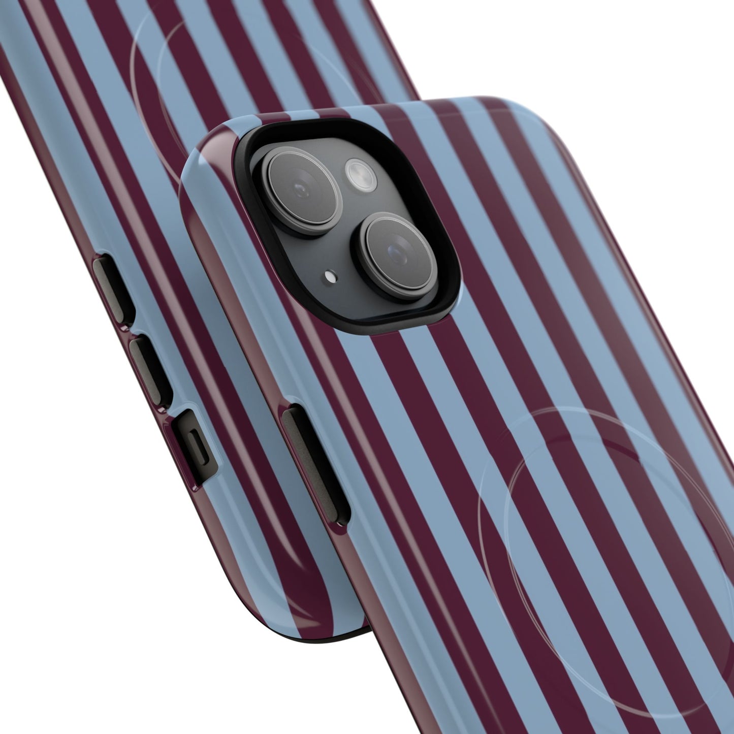 Burgundy & Blue Striped Magnetic Phone Case