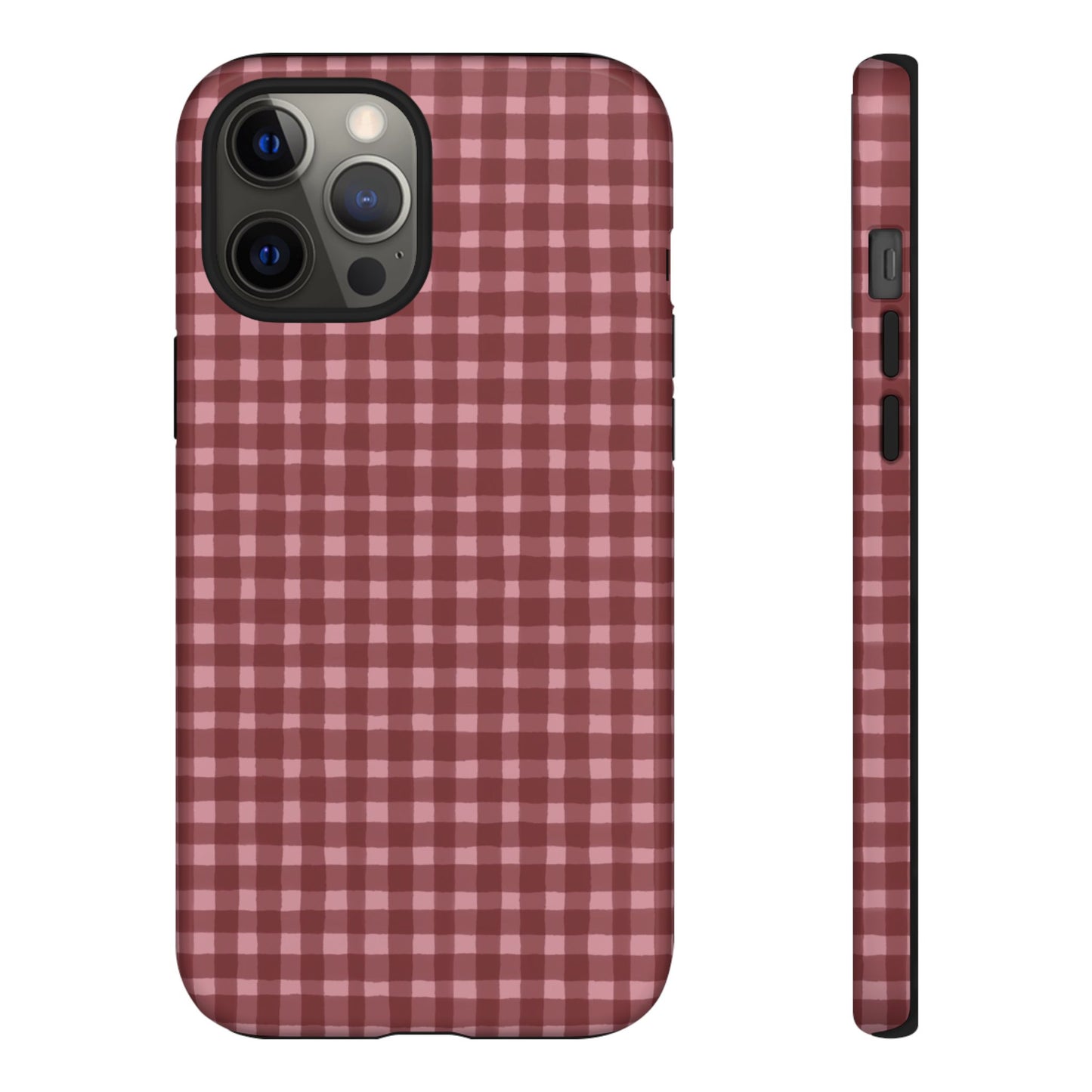 Gingham Burgundy Tough Phone Case