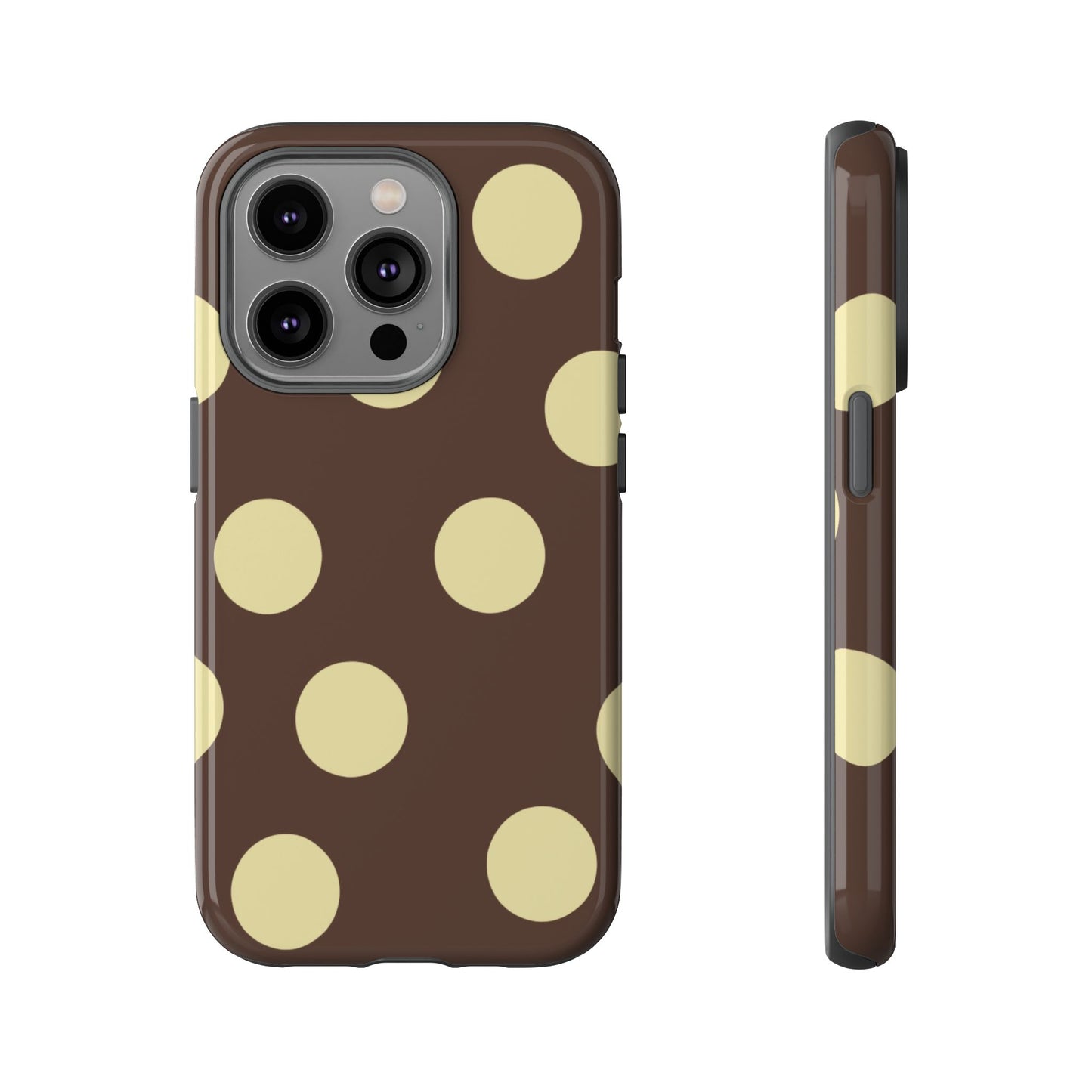 Brown & Butter Yellow Polka Dot Tough Phone Case