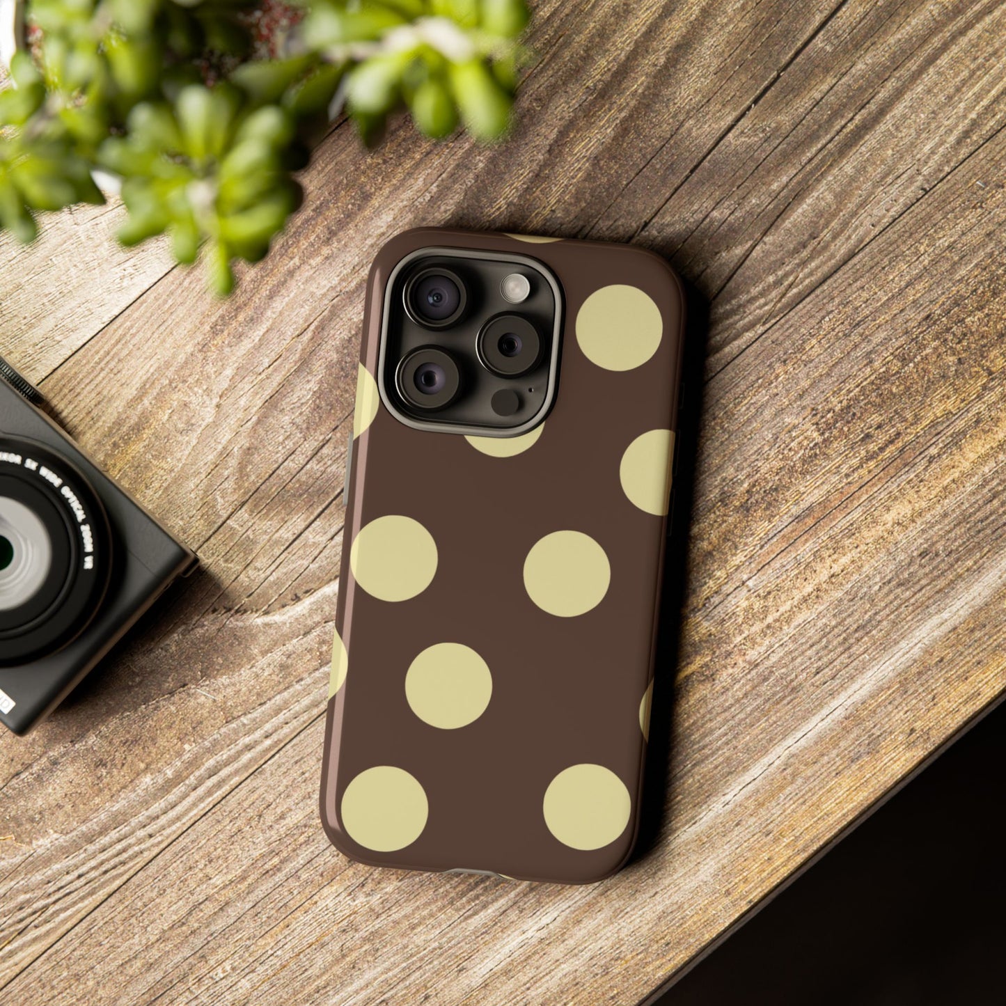 Brown & Butter Yellow Polka Dot Tough Phone Case