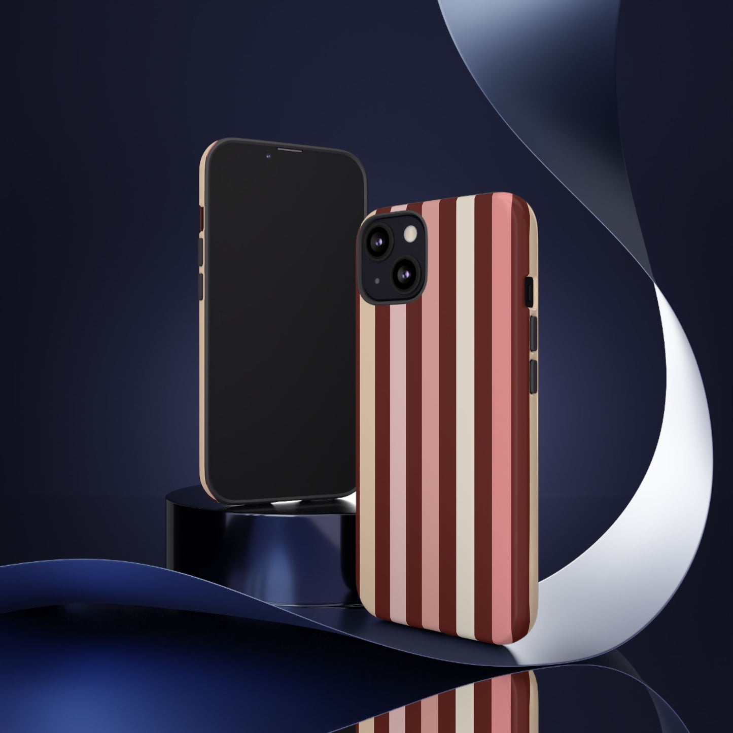 Burgundy Striped Tough Phone Case