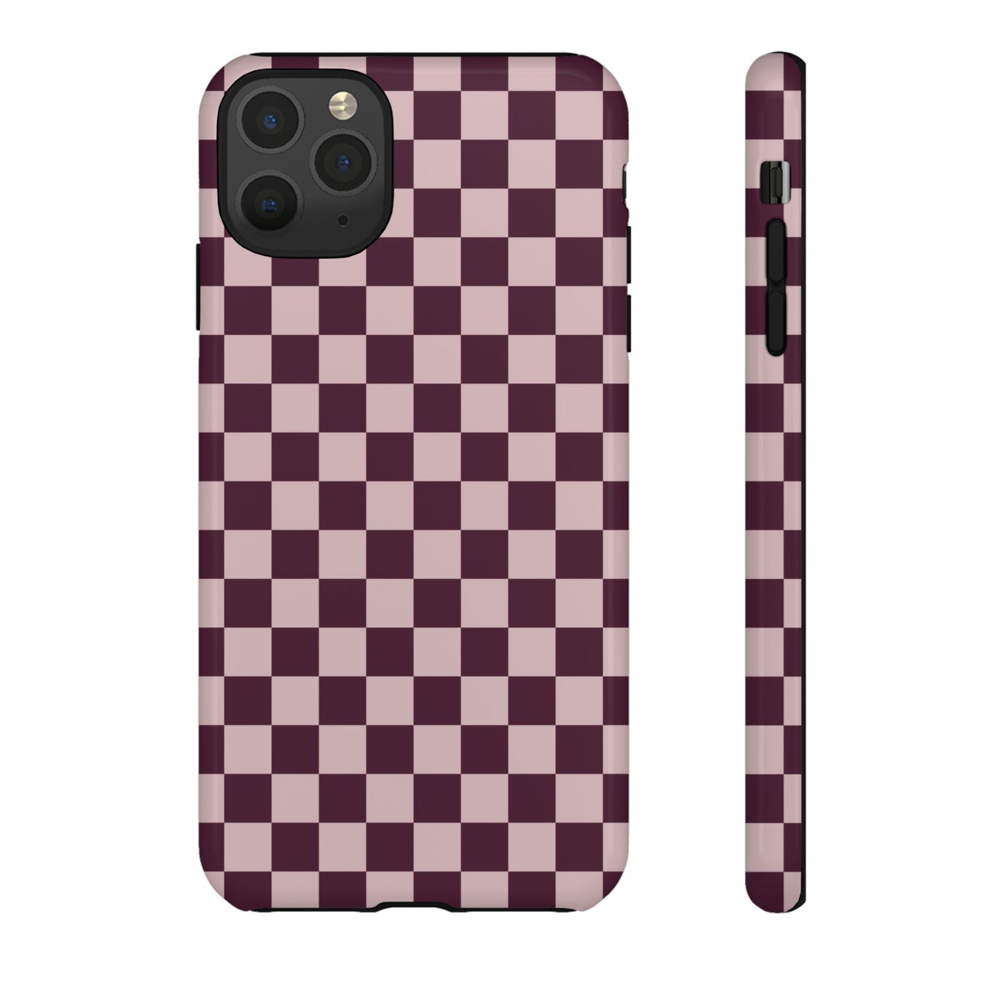 Burgundy & Pink Checkered Phone Case