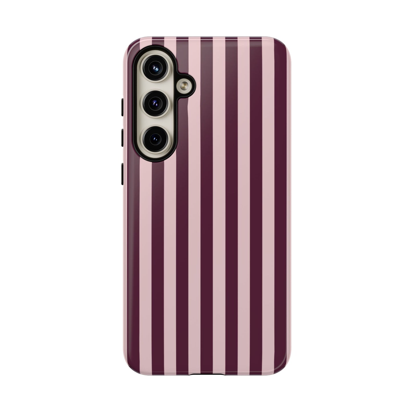 Pink & Burgundy Striped Tough Phone Case