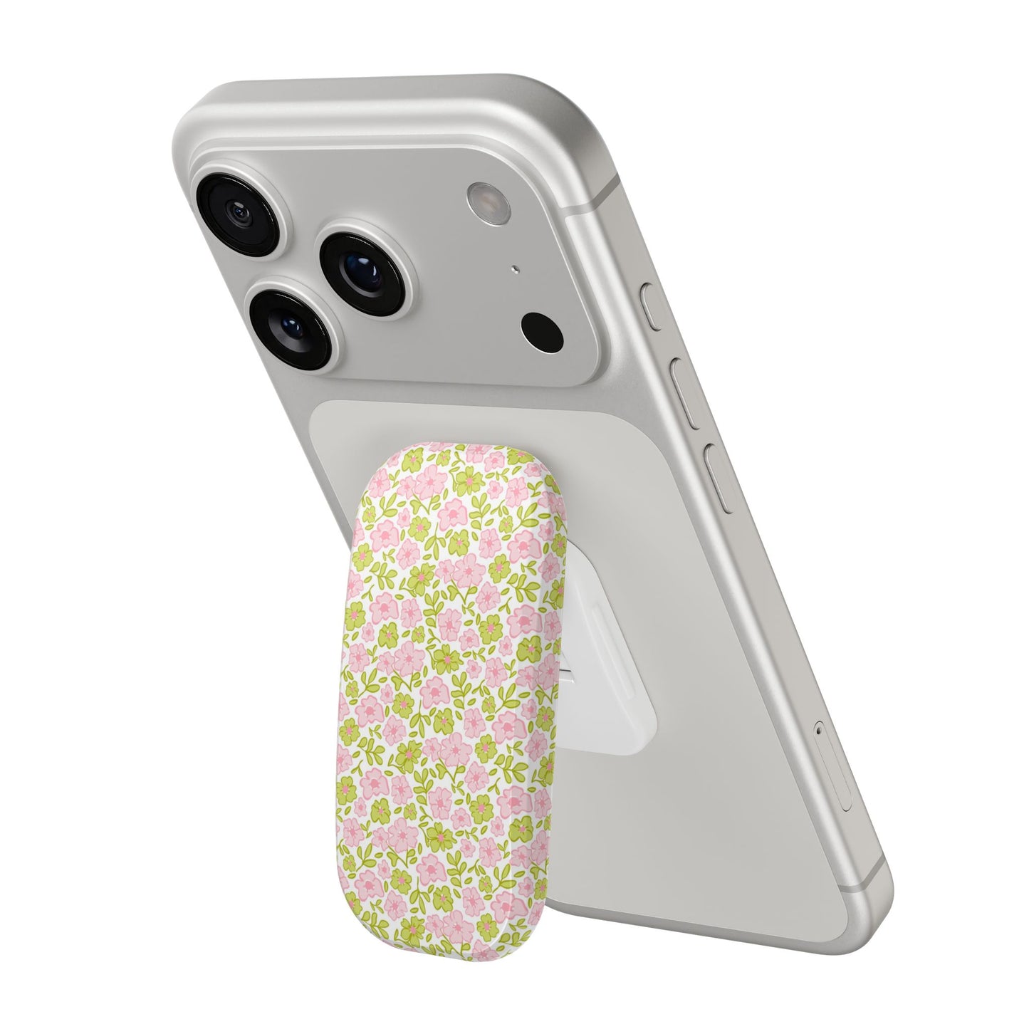 Phone Stand — Pink Floral Pattern Clickit Grip & Kickstand