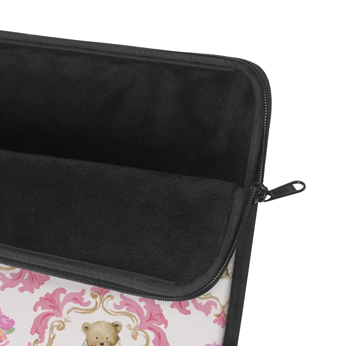 Laptop Sleeve — Vintage Floral Teddy Pattern, Pink Bouquet Protective Case
