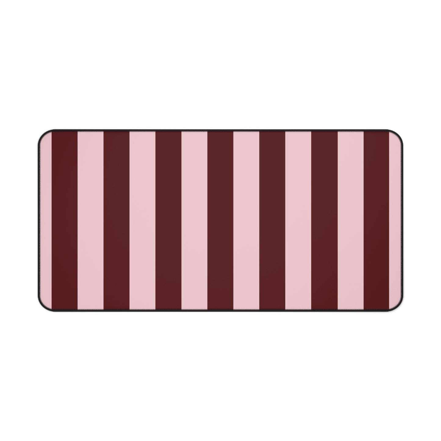 Striped Pink & Burgundy Desk Mat — Large Matte Mousepad for Office & Gaming