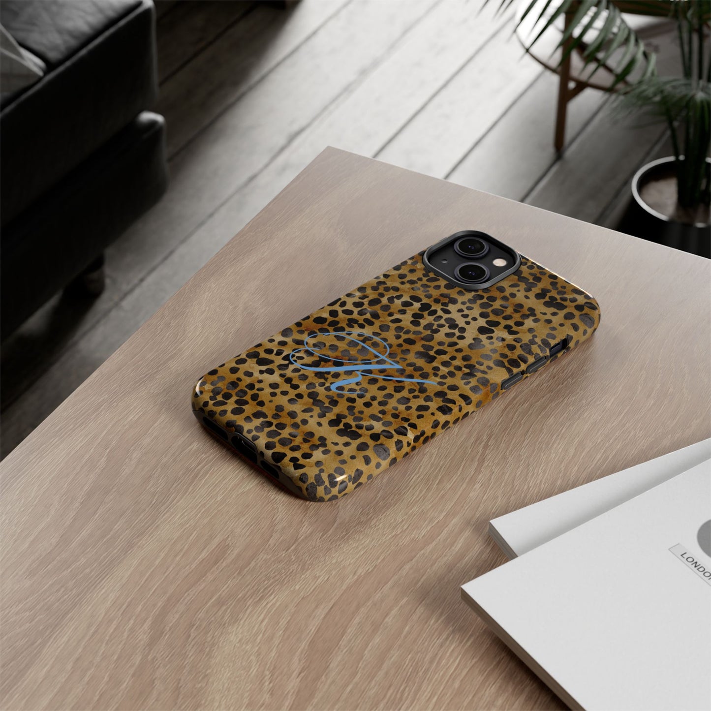 Personalized Initial Leopard Monogram Tough Case