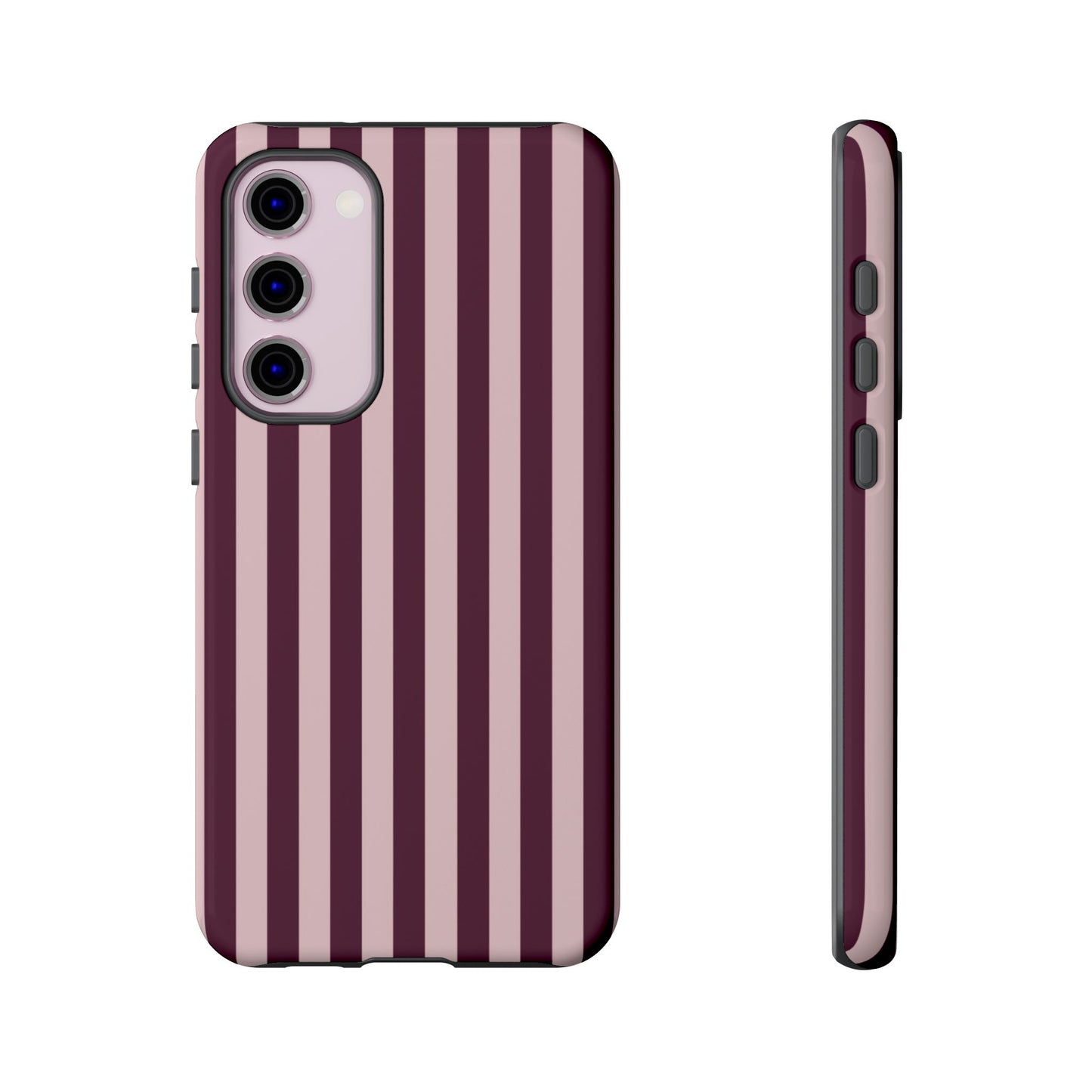 Pink & Burgundy Striped Tough Phone Case
