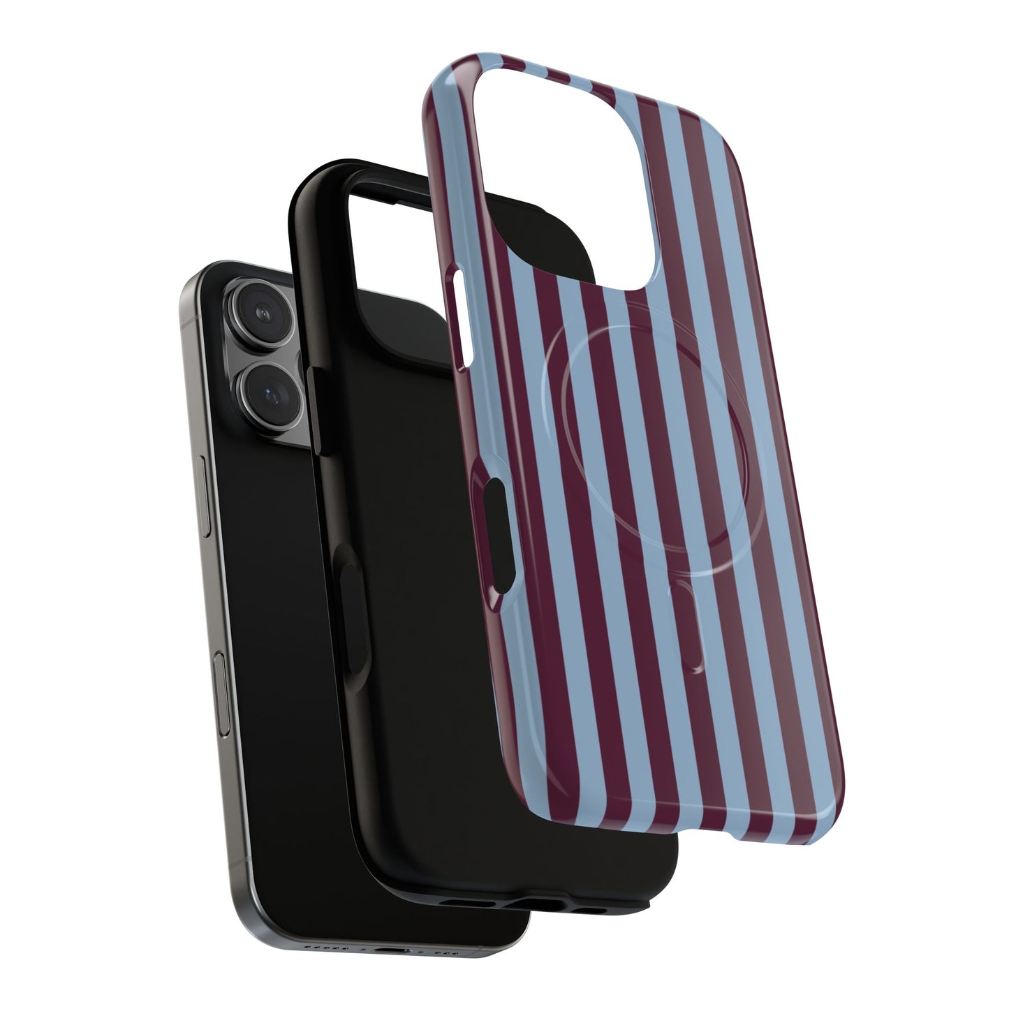 Burgundy & Blue Striped Magnetic Phone Case