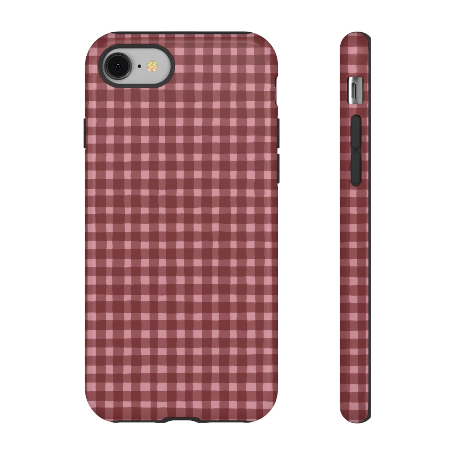 Gingham Burgundy Tough Phone Case