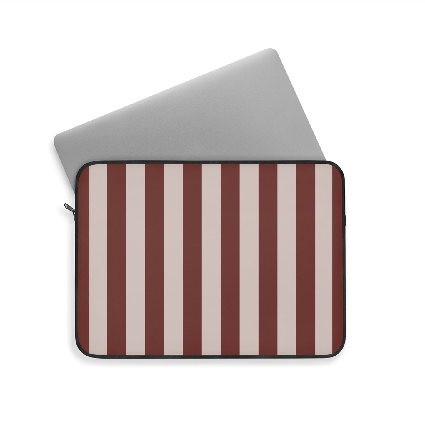 Striped Burgundy Laptop Sleeve — Minimalist Vertical Stripe Protective Case