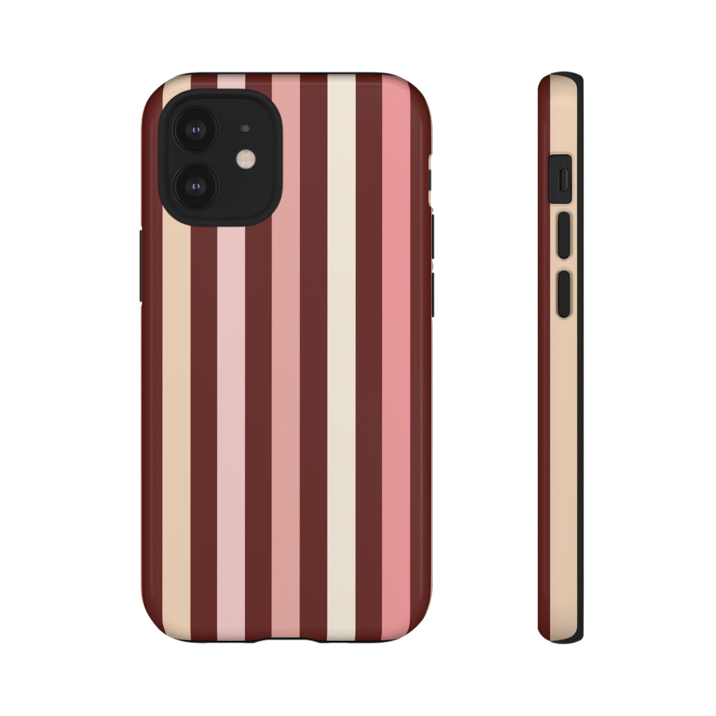 Burgundy Striped Tough Phone Case