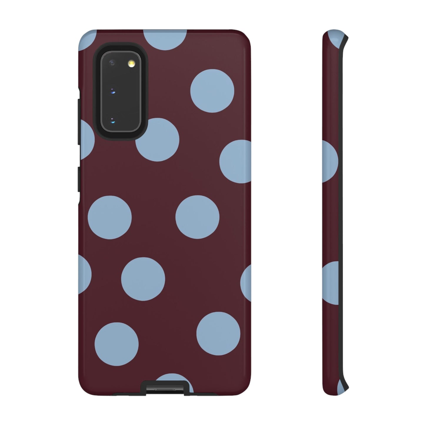 Polka Dot Phone Case — Maroon & Sky Blue Tough Protective Cover