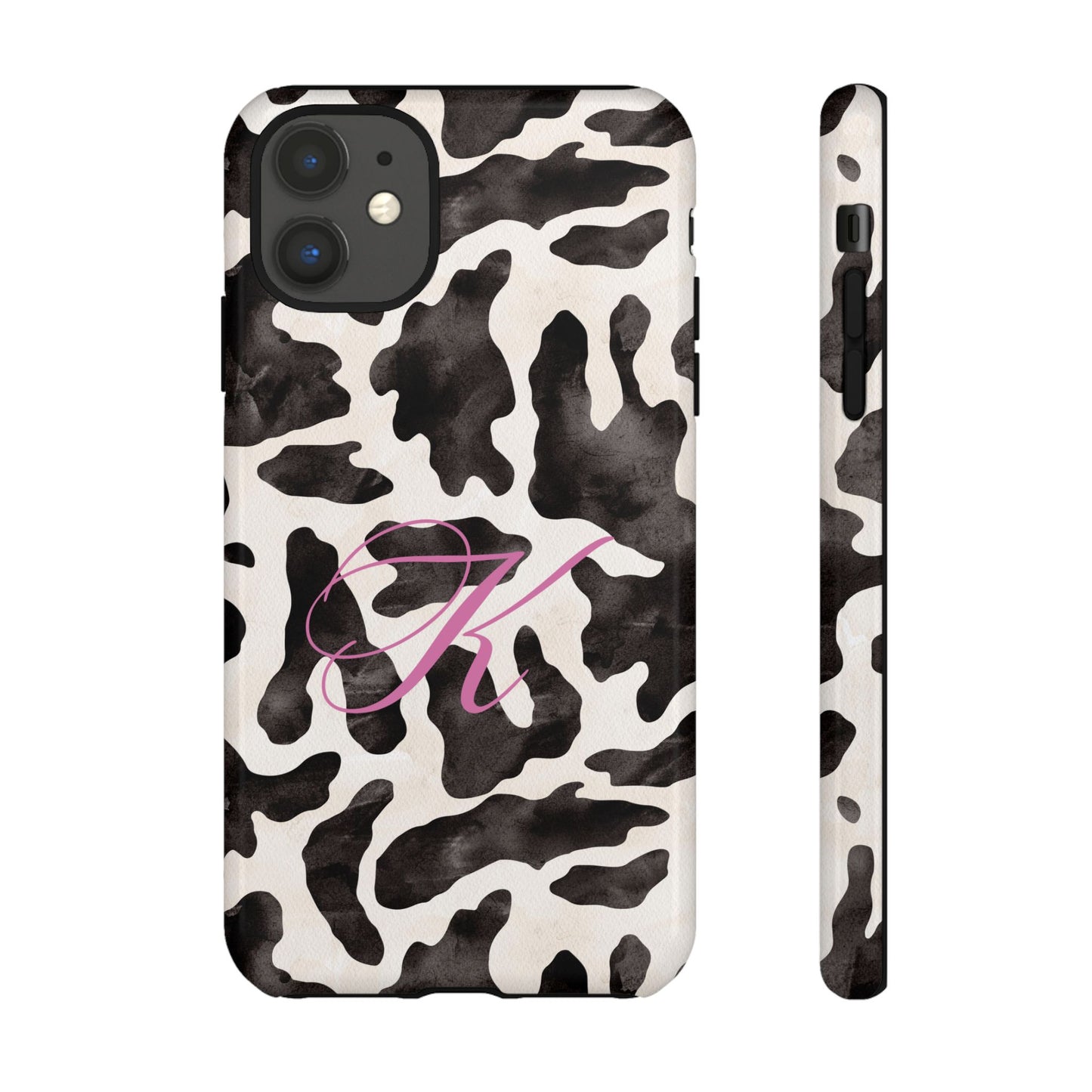 Personalized Monogram Cow Print Tough Phone Case