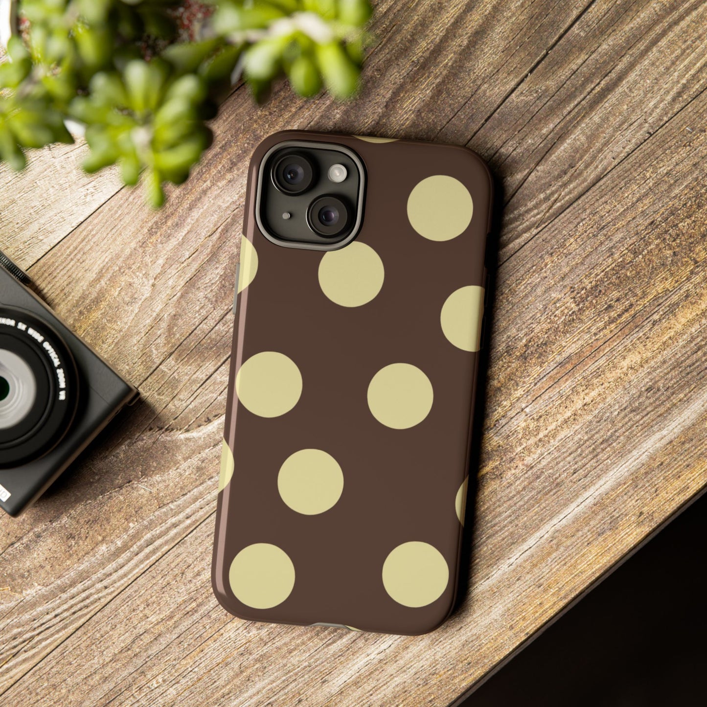 Brown & Butter Yellow Polka Dot Tough Phone Case