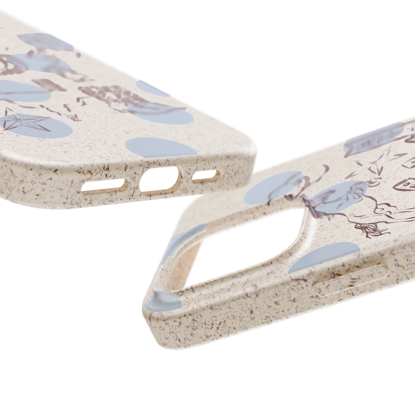 Biodegradable Phone Case — Western Cowgirl Sketches on Natural Speckled Eco Shell