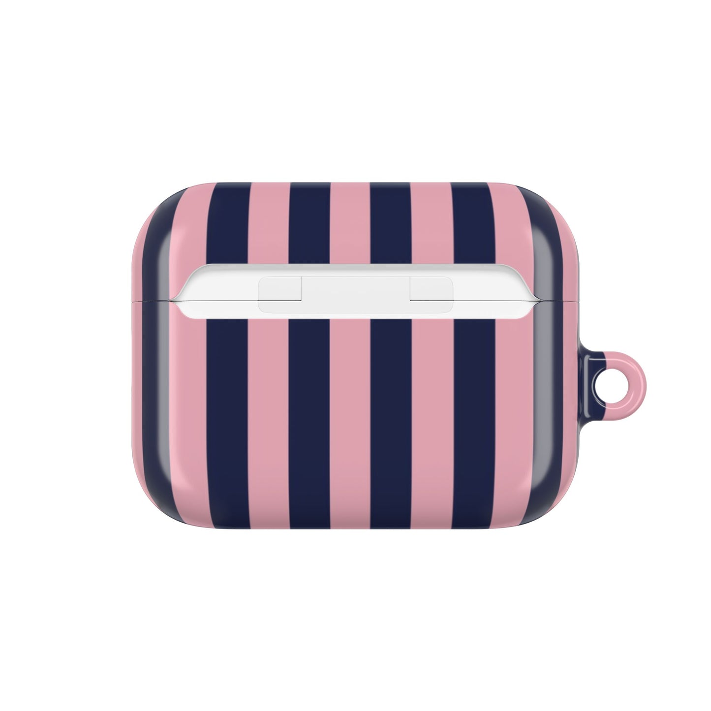Pink & Navy Striped AirPod Case — Chic Protective Sleeve