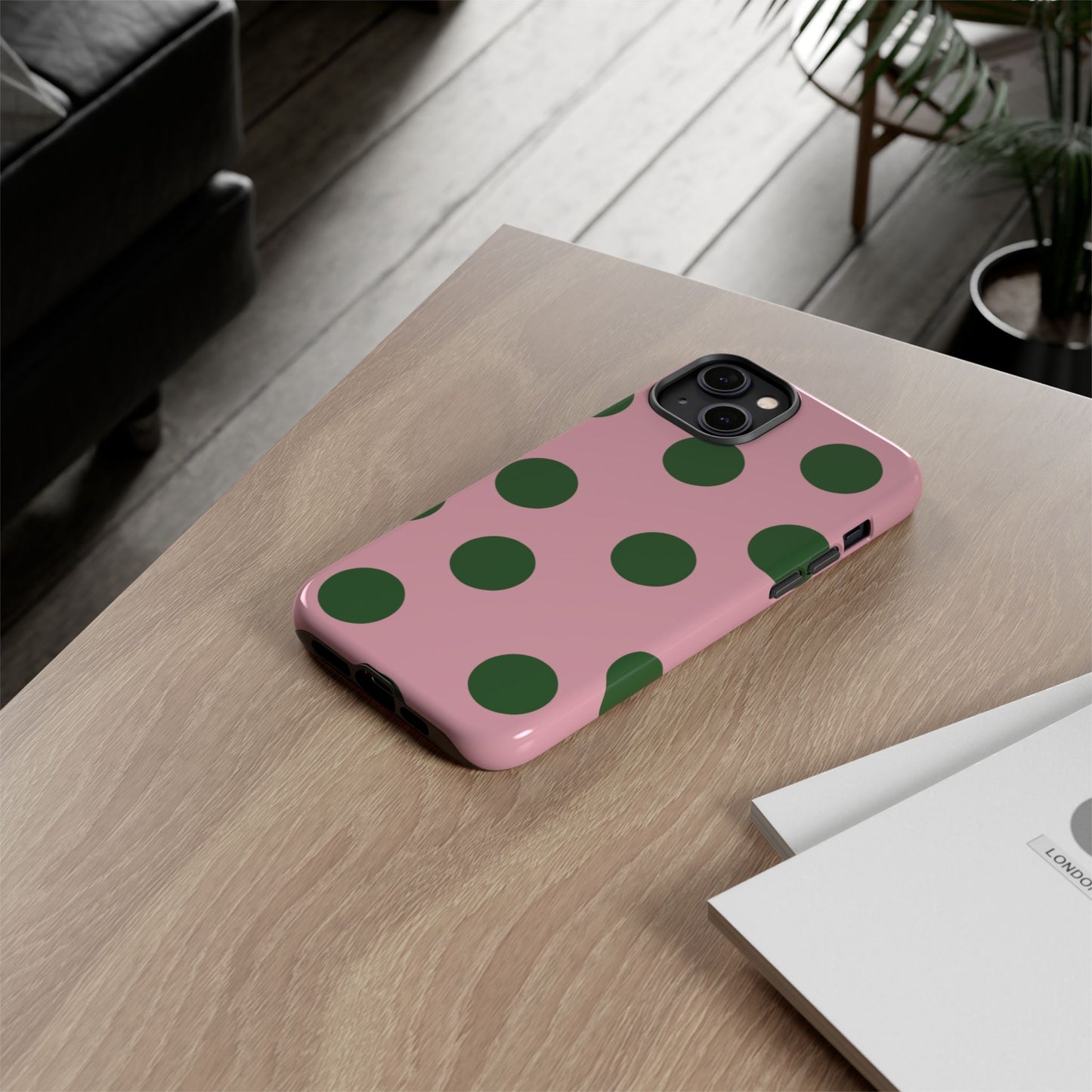 Pink & Green Polka Dot Tough Phone Case