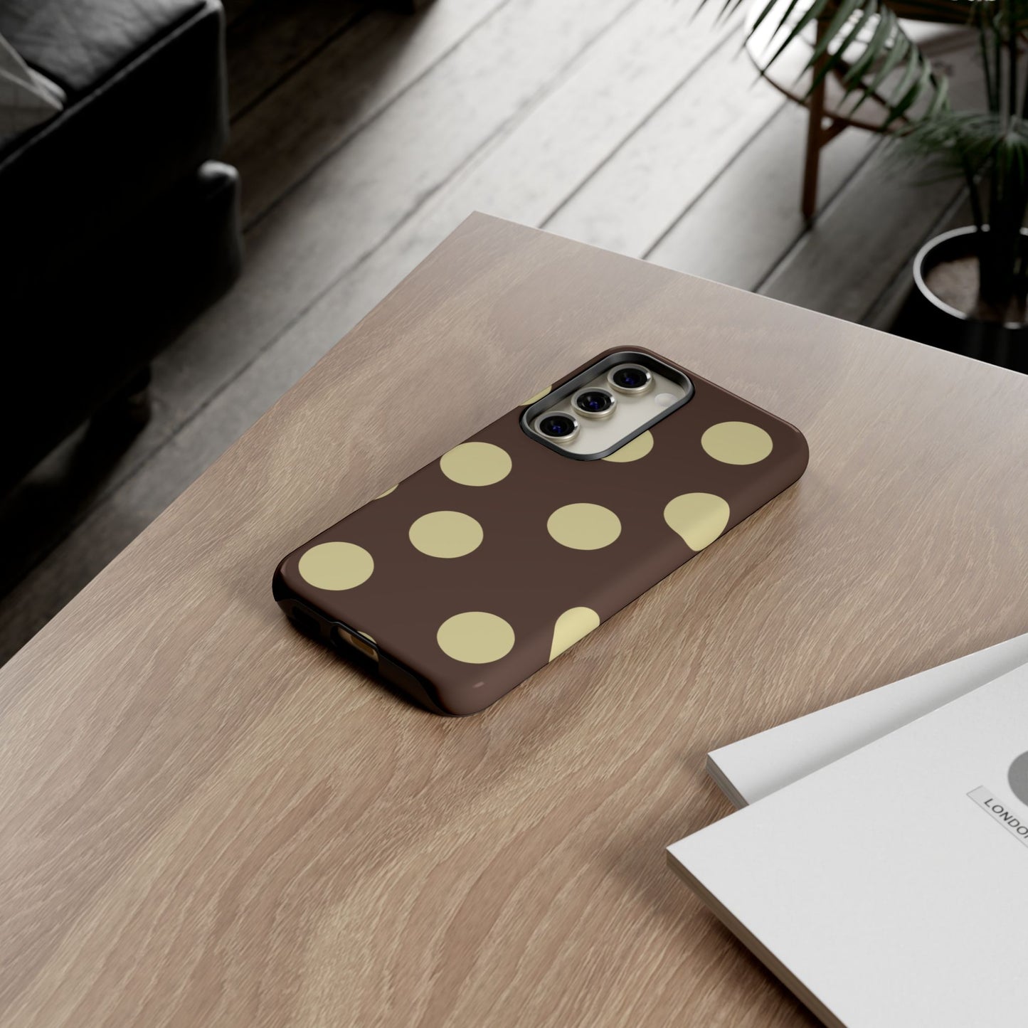 Brown & Butter Yellow Polka Dot Tough Phone Case