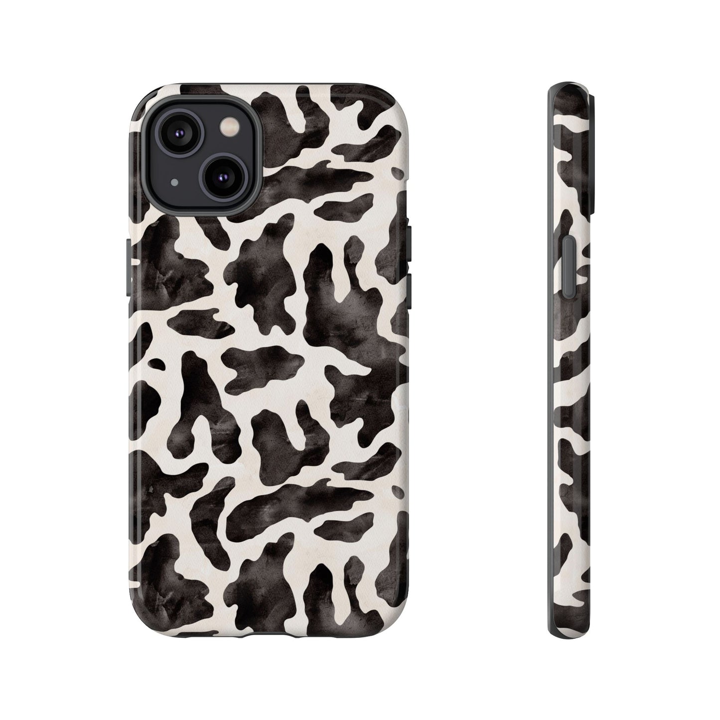 Black & White Cow Print Phone Case — Stylish Protective Tough Case