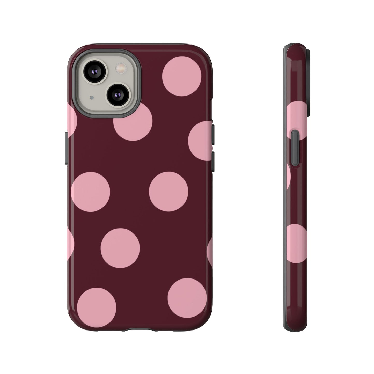 Burgundy & Pink Polka Dot Tough Phone Case