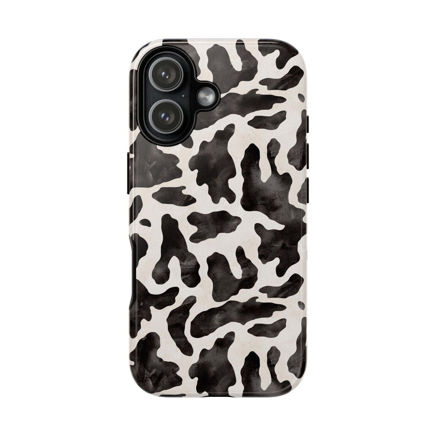 Black & White Cow Print Phone Case — Stylish Protective Tough Case