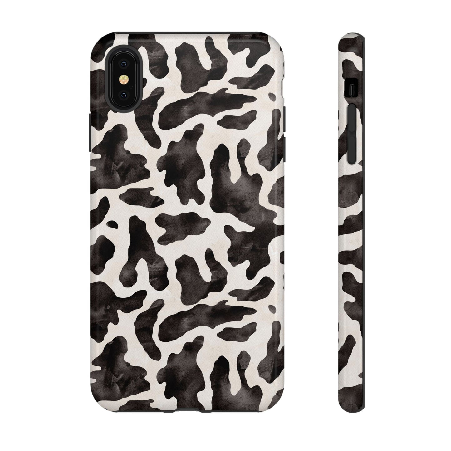 Black & White Cow Print Phone Case — Stylish Protective Tough Case
