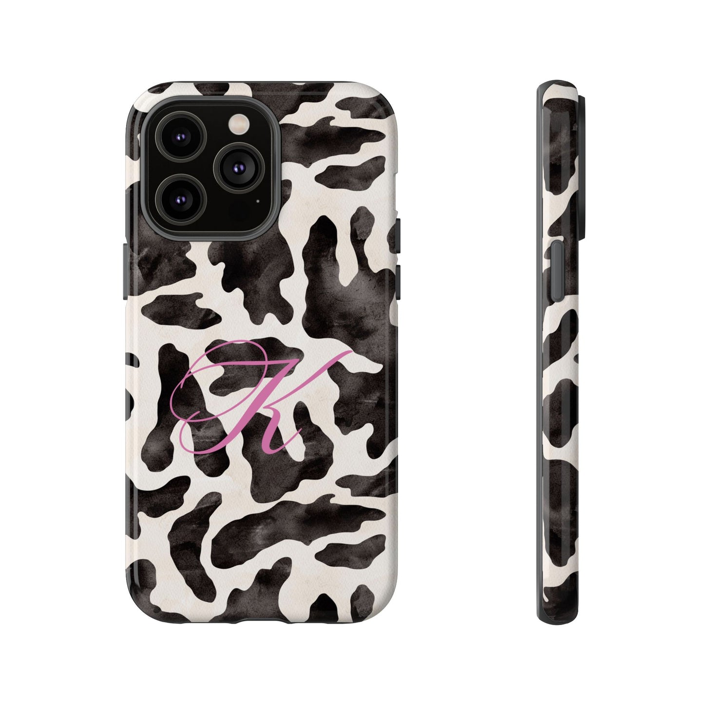 Personalized Monogram Cow Print Tough Phone Case