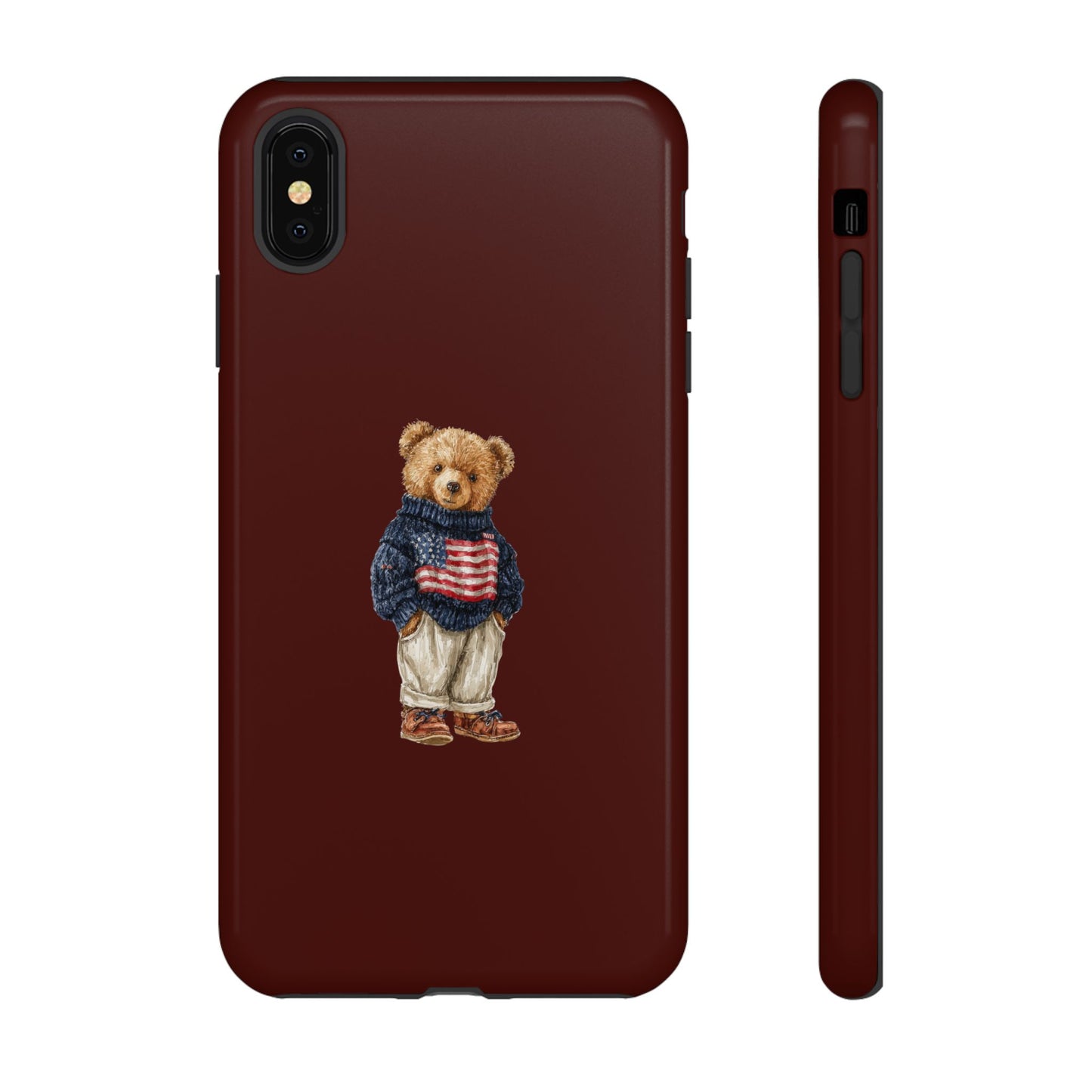 Teddy Bear in American Flag Sweater Tough Phone Case