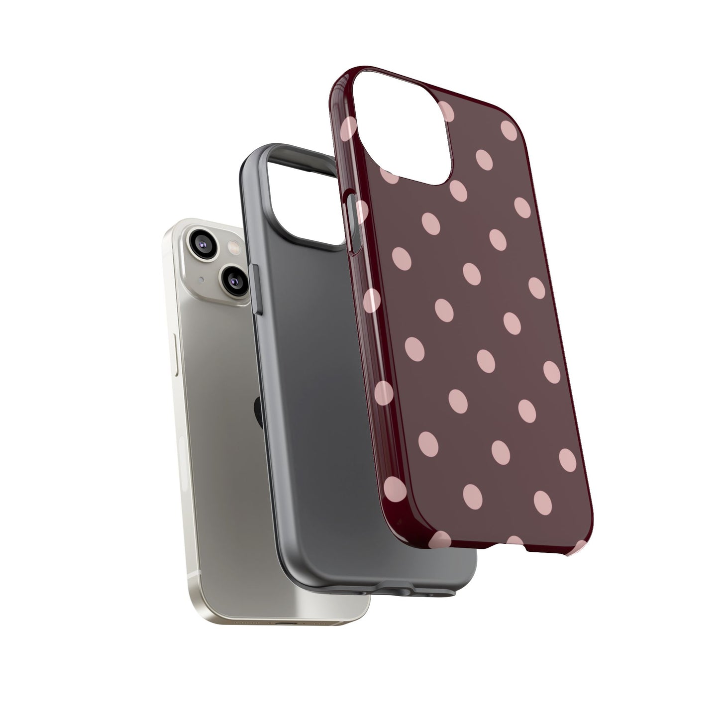 Burgundy & Blush Polka Dot Tough Phone Case