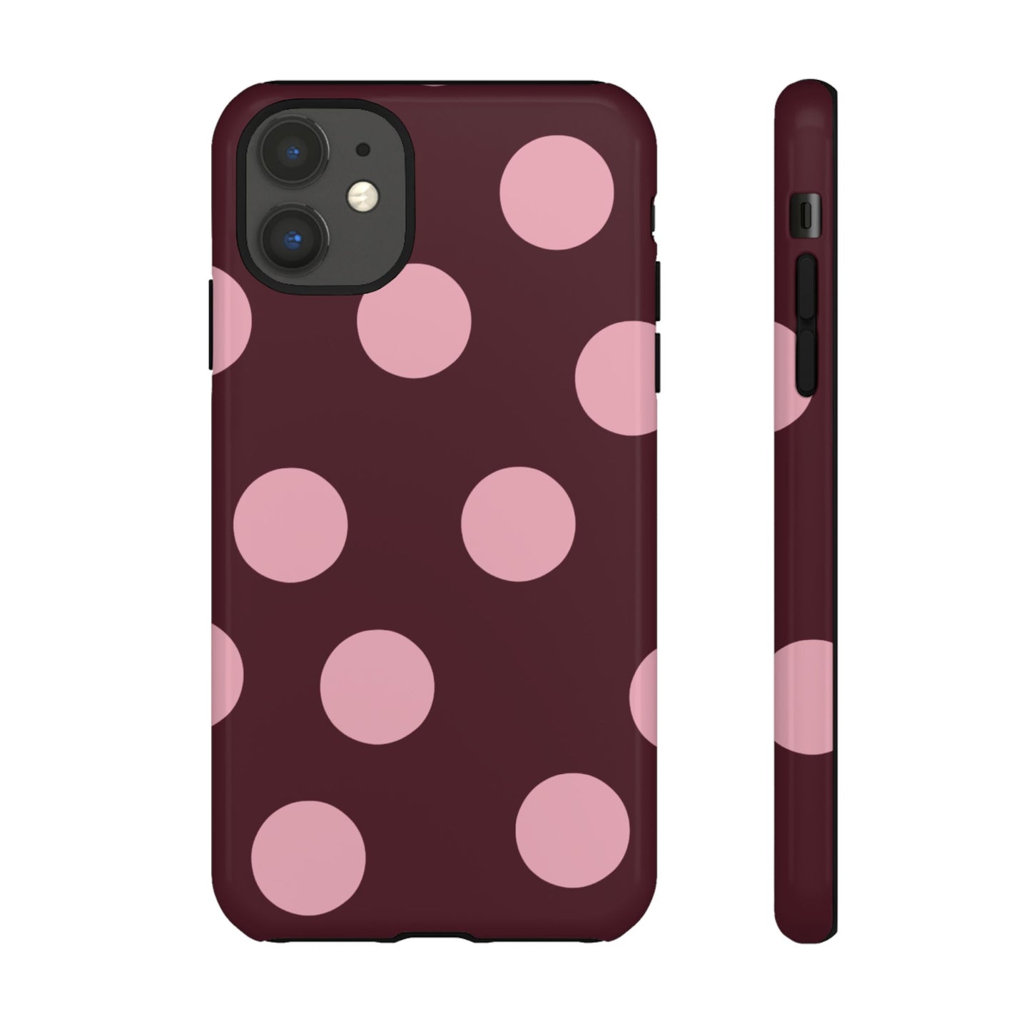 Burgundy & Pink Polka Dot Tough Phone Case