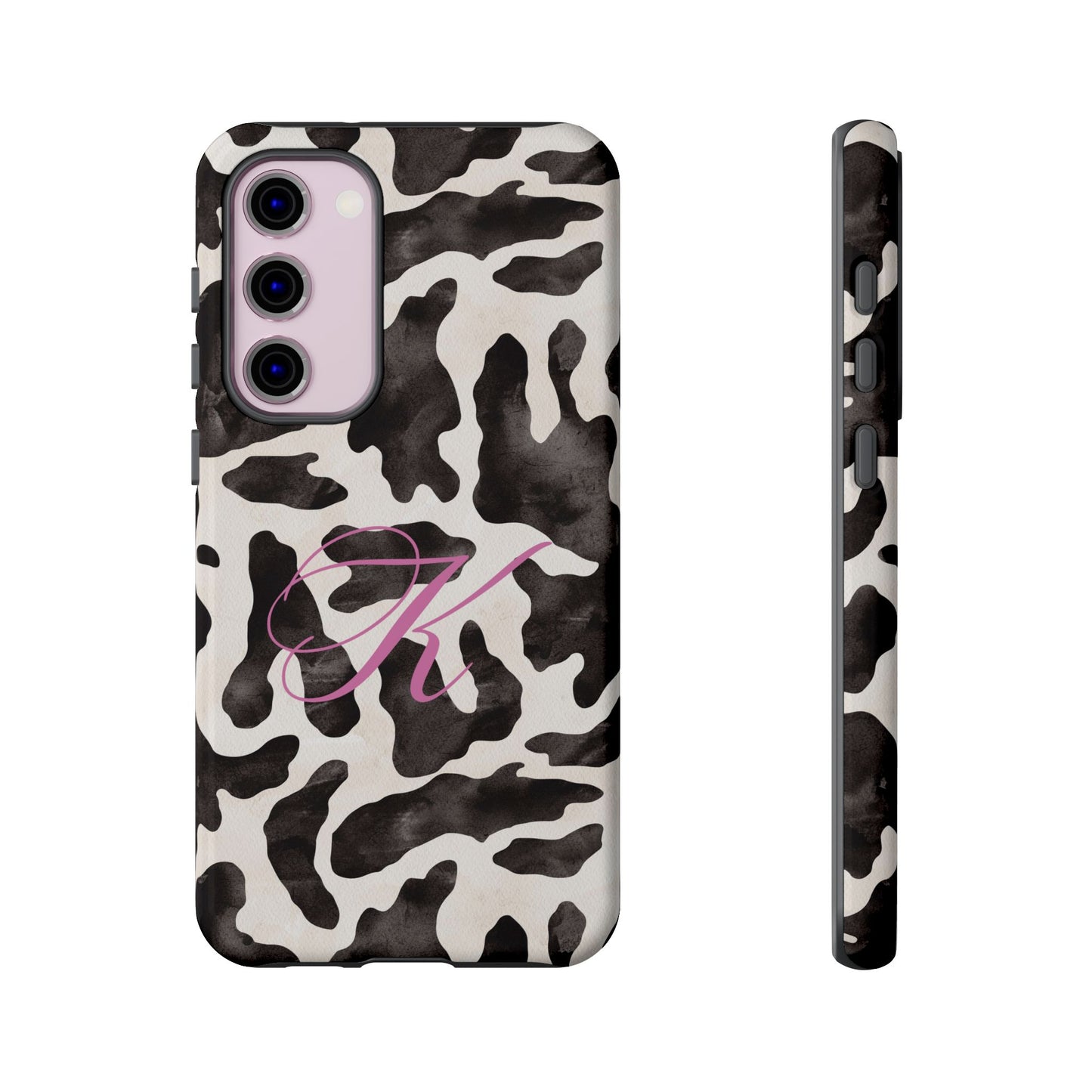 Personalized Monogram Cow Print Tough Phone Case