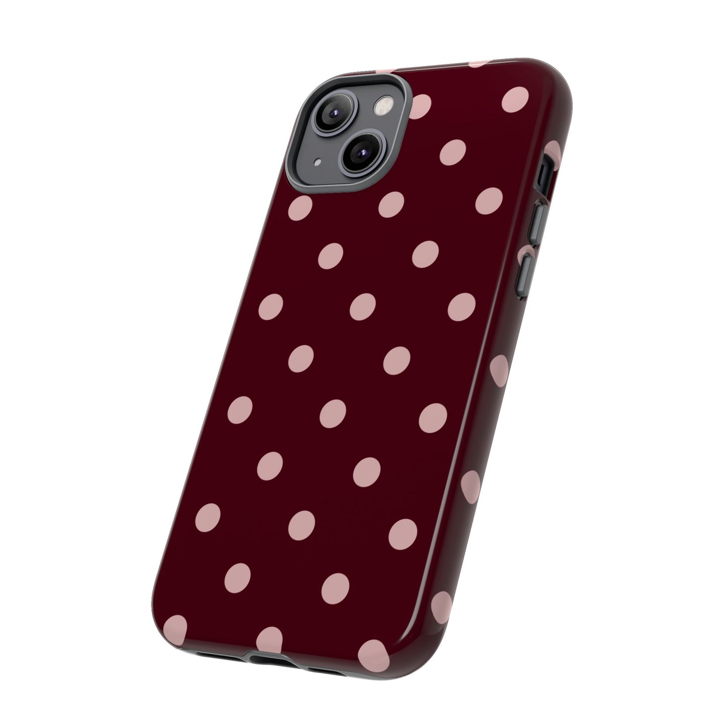 Burgundy & Blush Polka Dot Tough Phone Case