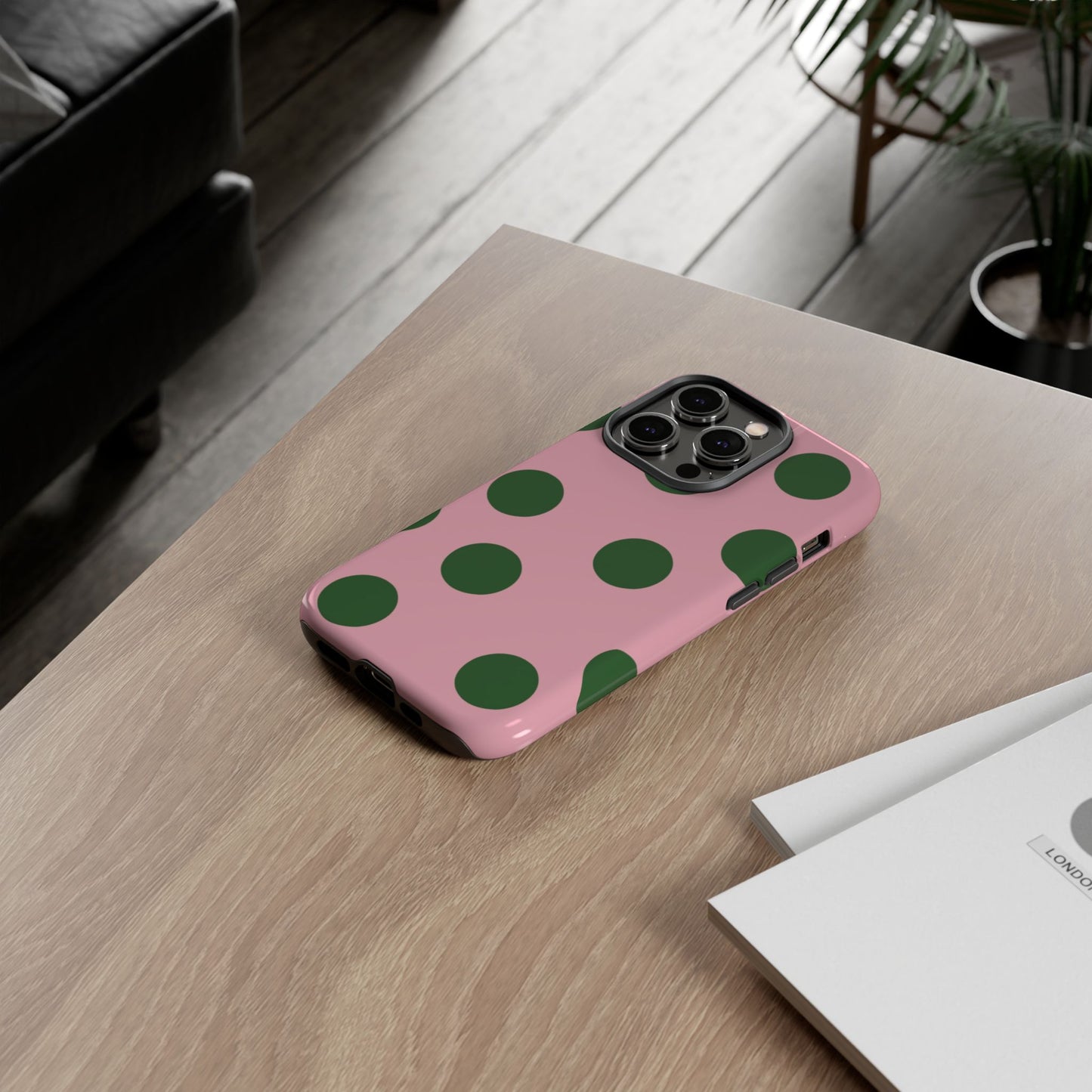 Pink & Green Polka Dot Tough Phone Case