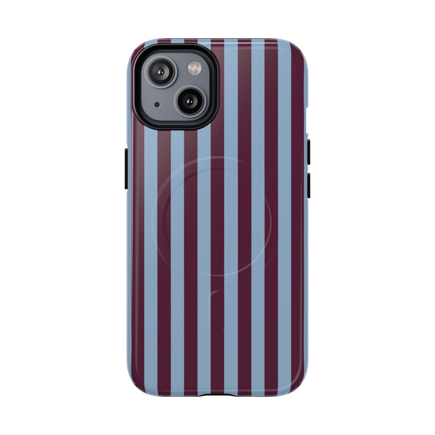 Burgundy & Blue Striped Magnetic Phone Case