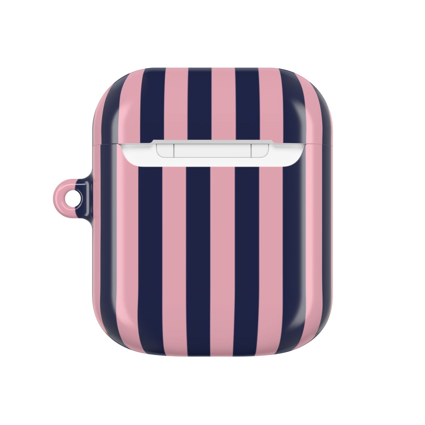 Pink & Navy Striped AirPod Case — Chic Protective Sleeve