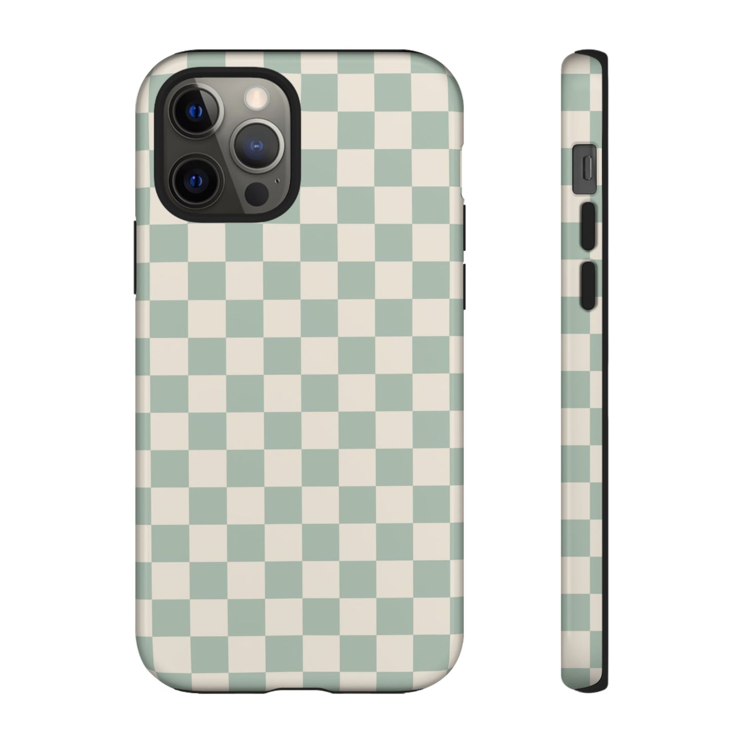 Sage Green & Beige Checkered Phone Case