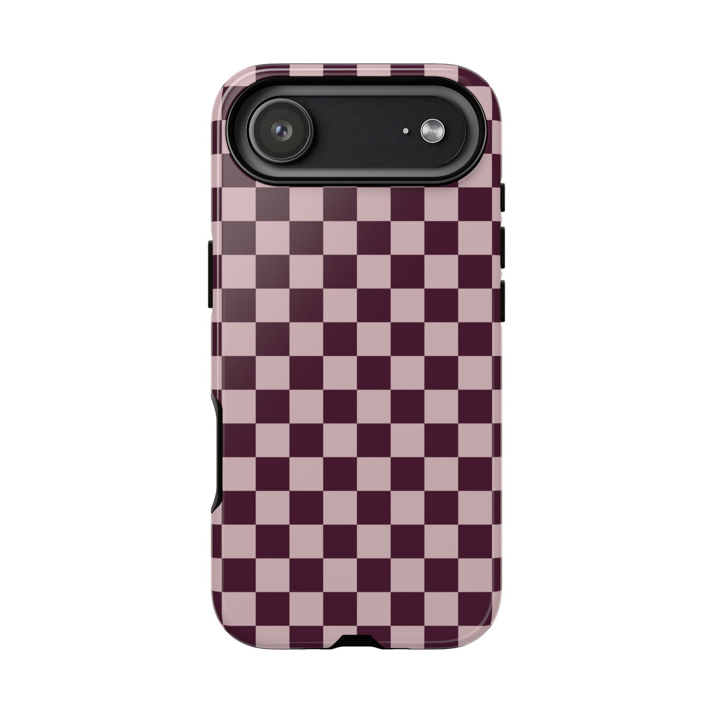 Burgundy & Pink Checkered Phone Case