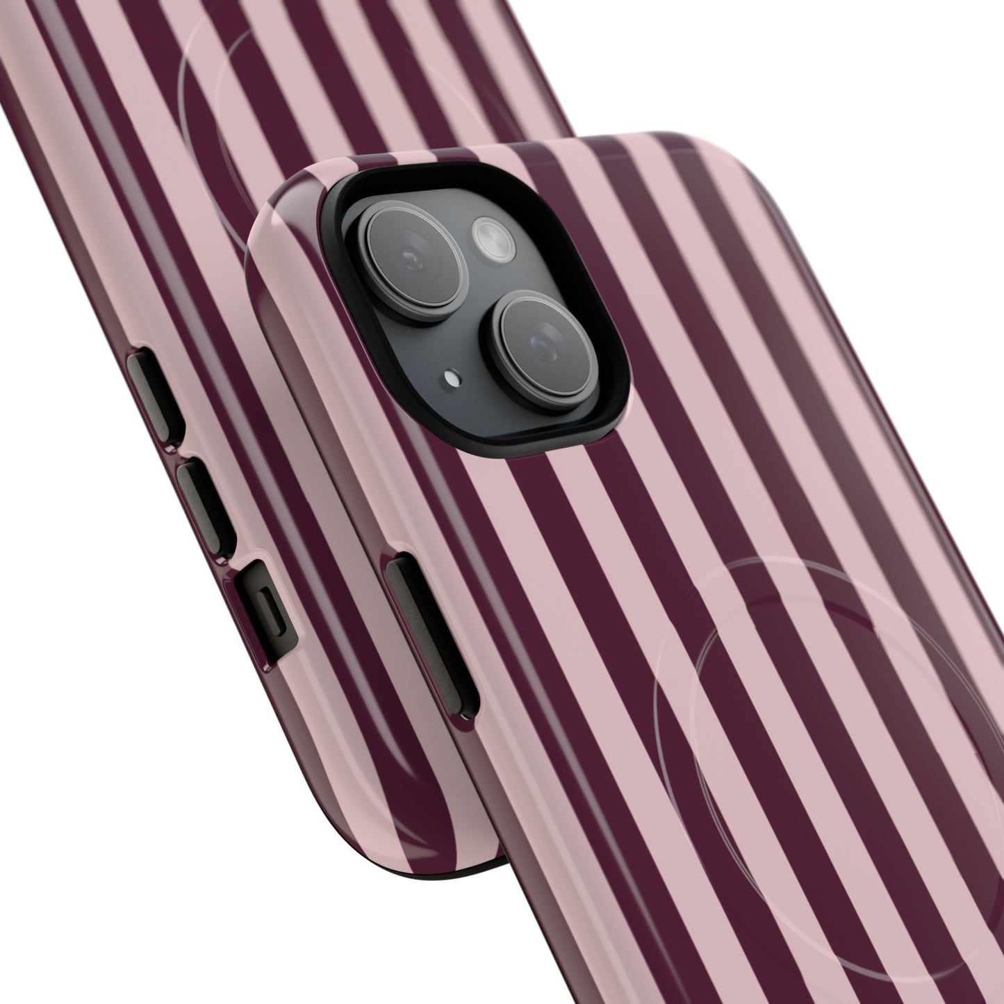 Burgundy & Pink Striped Magnetic Phone Case