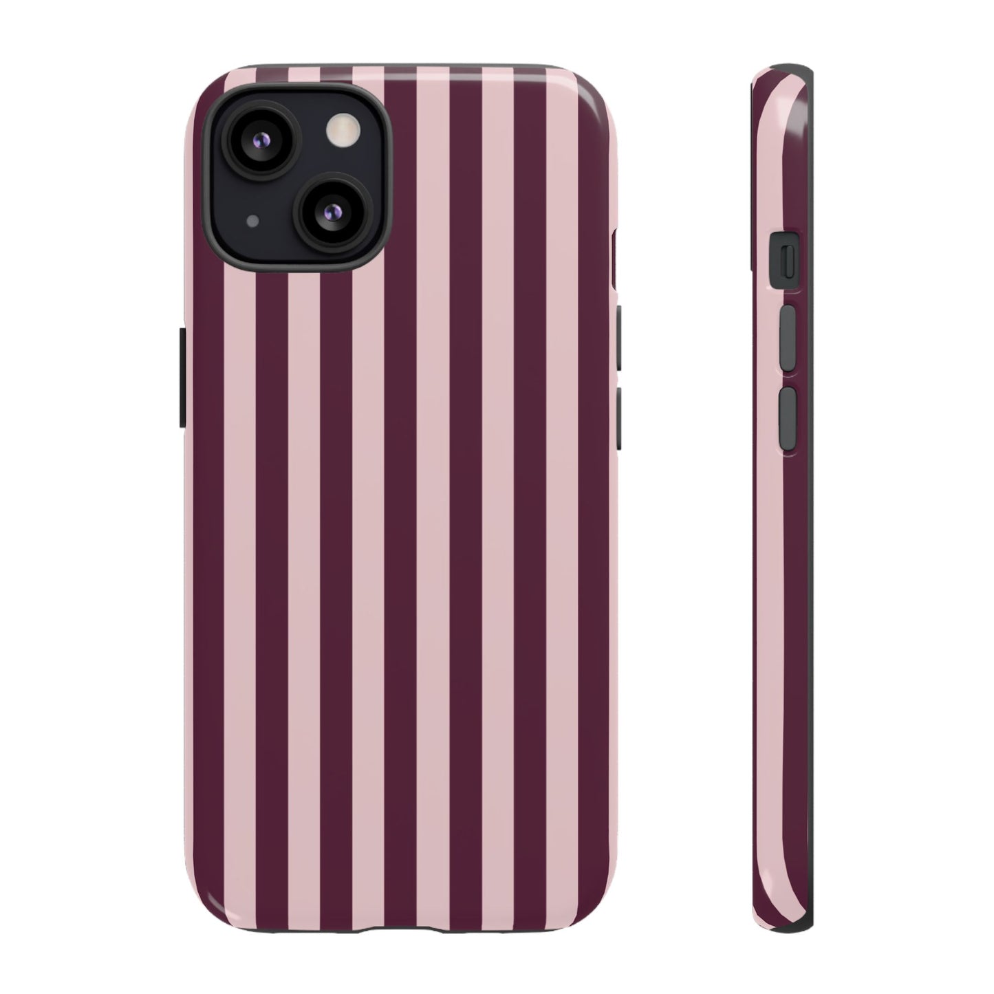 Pink & Burgundy Striped Tough Phone Case