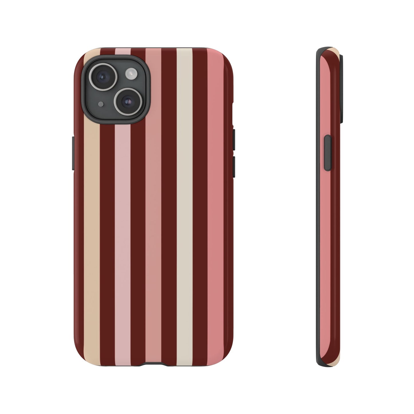 Burgundy Striped Tough Phone Case